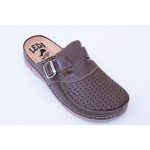 LEDI Férfi bőr klumpa barna, csatos 