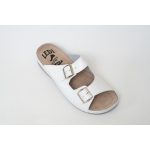 LEDI Férfi bőr papucs fehér, csatos 