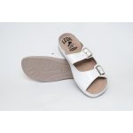 LEDI Férfi bőr papucs fehér, csatos 