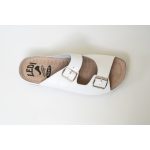 LEDI Férfi bőr papucs fehér, csatos 